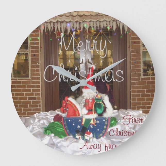 Merry Christmas holidays away from home Inspired A Large Clock (Front)