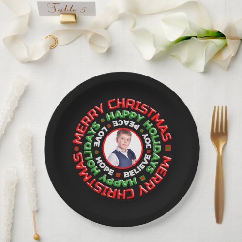 Merry Christmas Holidays Family Photo Personalize  Paper Plates