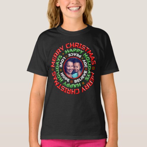 Merry Christmas Holidays Family Photo Personalize T_Shirt