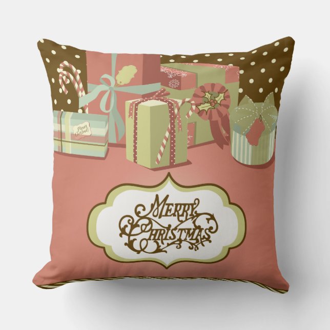 Merry Christmas Holidays Home Decor Throw Pillow (Front)