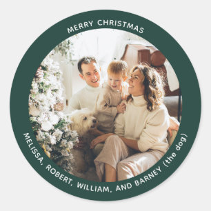 Merry Christmas Holidays Photo Family Classic Round Sticker