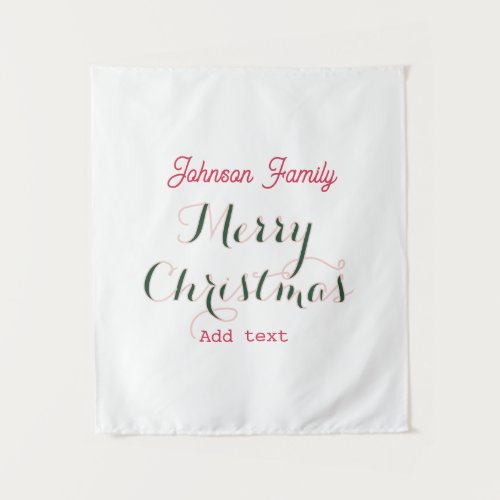 Merry Christmas holidays red green family name tex Tapestry