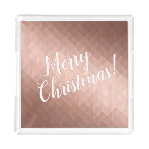 Merry Christmas holidays rose gold chic desig Acrylic Tray