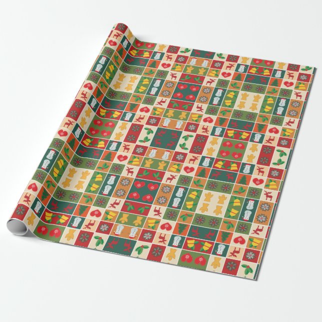 Merry Christmas Holidays Wrapping Paper (Unrolled)
