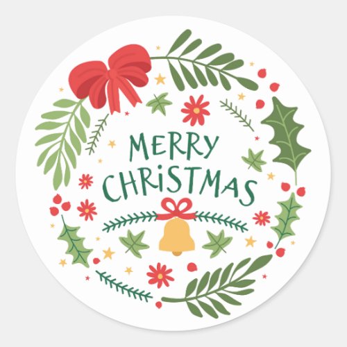 Merry Christmas Holly Bells  Berries Sticker