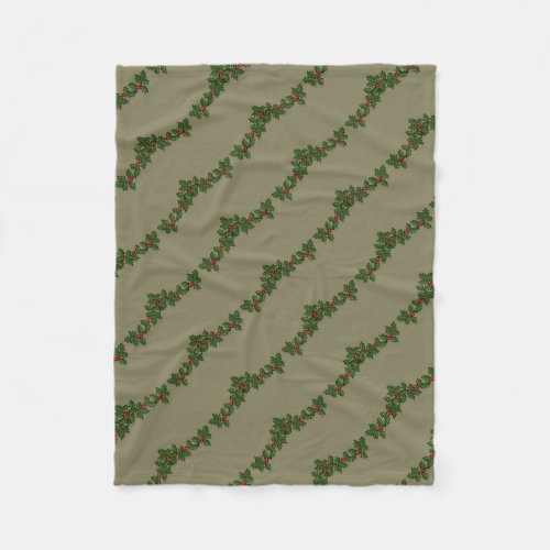 Merry ChristmasHolly Berry Branches _Personalized Fleece Blanket