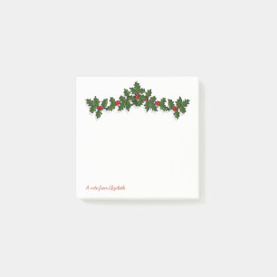 Merry Christmas,Holly Berry Branches -Personalized Post-it Notes