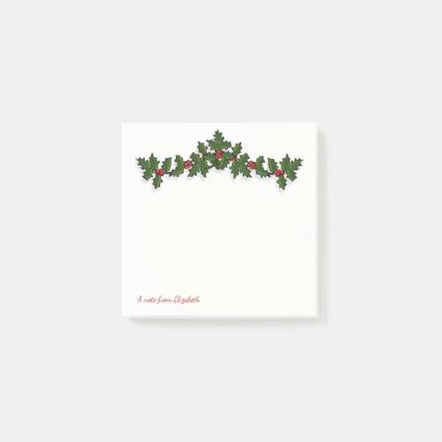 Merry ChristmasHolly Berry Branches _Personalized Post_it Notes