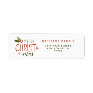 Merry Christmas Holly Berry Label