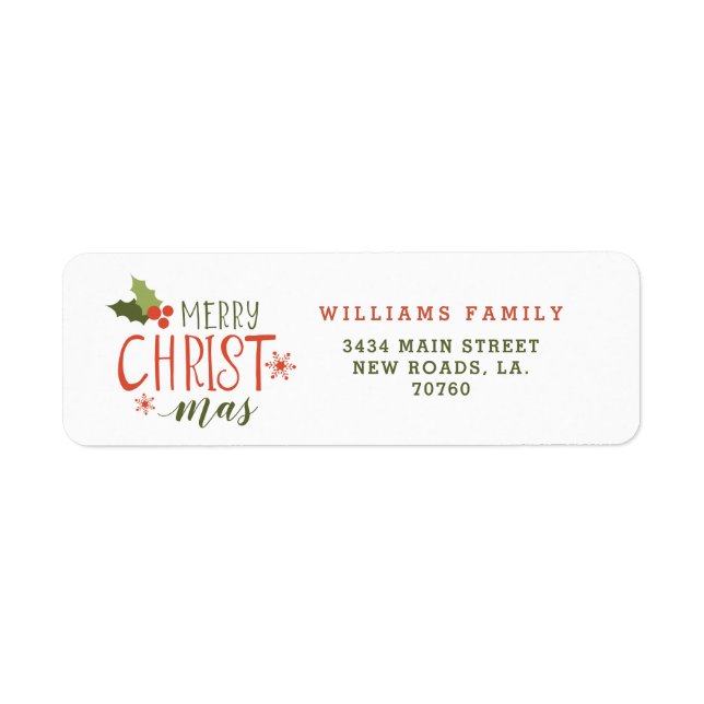Merry Christmas Holly Berry Label (Front)