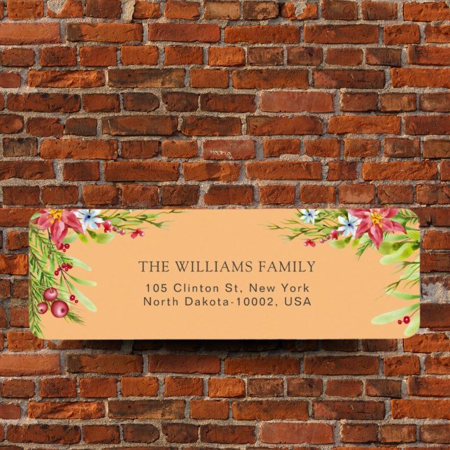 Merry Christmas Holly Berry Pine Very Merry Orange Label (Creator Uploaded)