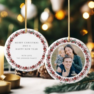 Merry Christmas Holly Botanical Photo