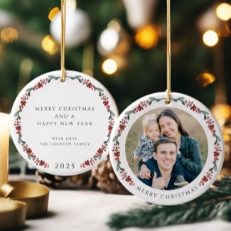 Merry Christmas Holly Botanical Photo