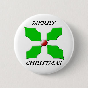 Merry Christmas Holly Button