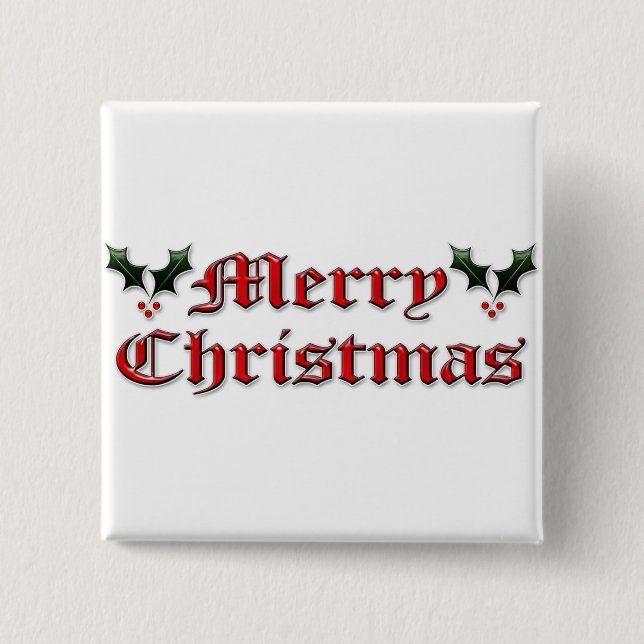 Merry Christmas - Holly Button (Front)