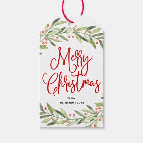 Merry Christmas Holly Christmas Holiday Gift Tag