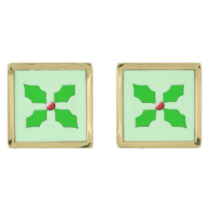 Merry Christmas Holly Cufflinks