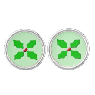 Merry Christmas Holly Cufflinks