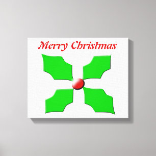 Merry Christmas Holly Custom Canvas Print