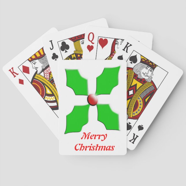 Merry Christmas Holly Custom Playing Cards (Back)