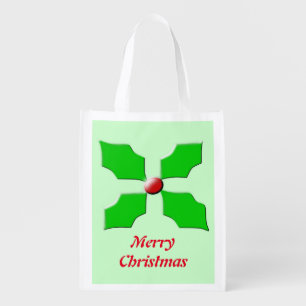 Merry Christmas Holly Custom Reusable Bag