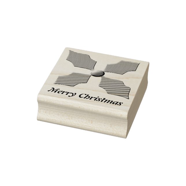 Merry Christmas Holly Custom Wood Art Stamp (Stamp)