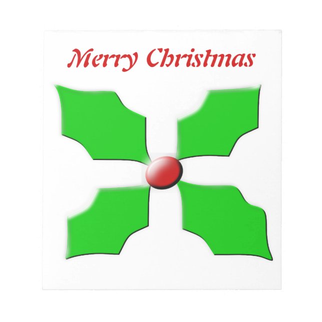 Merry Christmas Holly Customizable Notepad (Front)