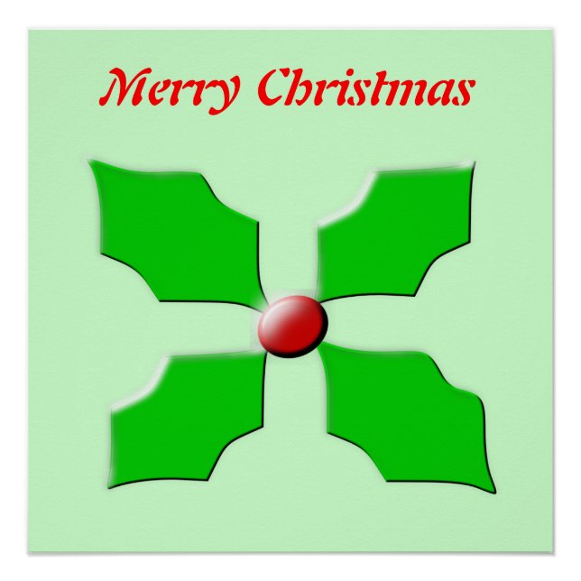 Merry Christmas Holly Customizable Poster (Front)