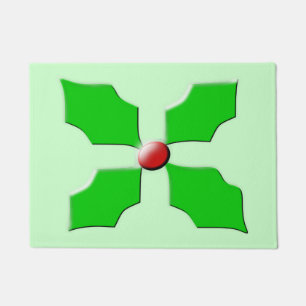 Merry Christmas Holly Door Mat