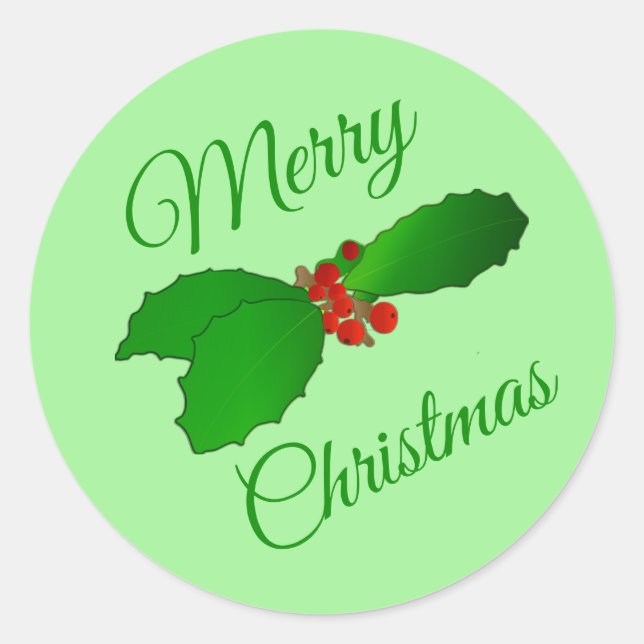 Merry Christmas Holly Envelope Seal (Front)