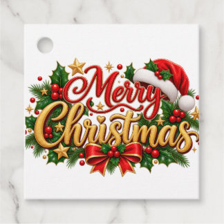 Merry Christmas Holly Favor Tags