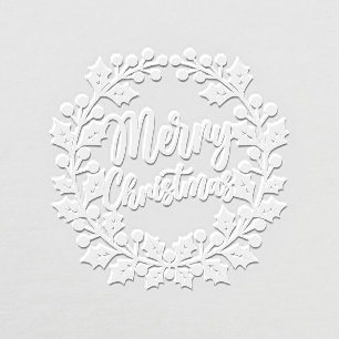Merry Christmas Holly Floral Wreath Embosser