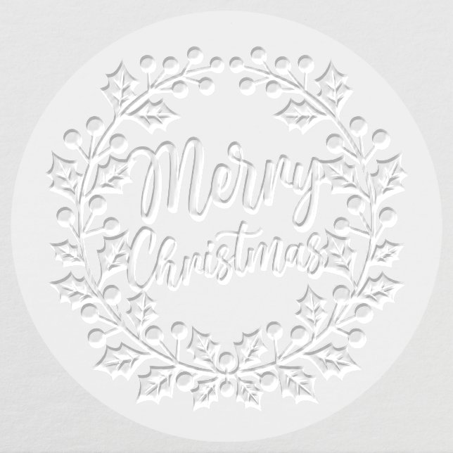 Merry Christmas Holly Floral Wreath Embosser (Design)