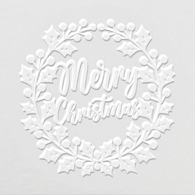Merry Christmas Holly Floral Wreath Embosser (Design)