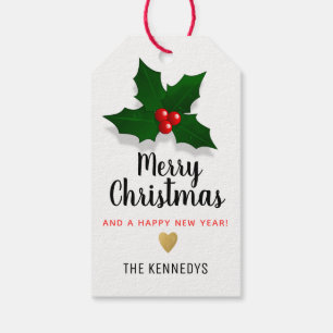 Merry Christmas Holly Gift Tags