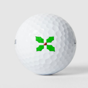 Merry Christmas Holly Golf Ball