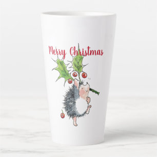 Merry Christmas Holly Hedgehog  Latte Mug