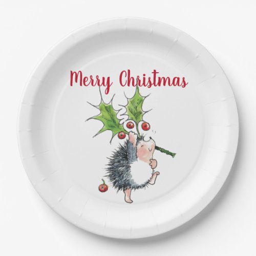 Merry Christmas Holly Hedgehog Paper Plates