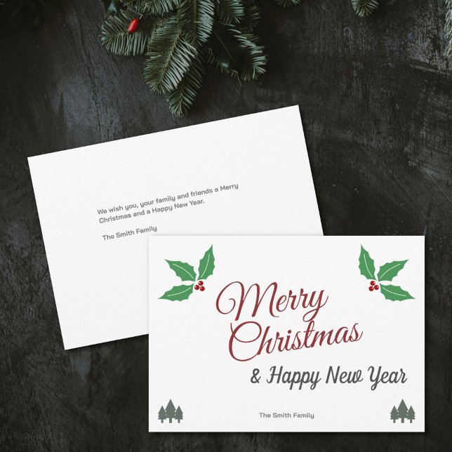 Merry Christmas Holly Holiday Card (Merry Christmas Holly Holiday Card)