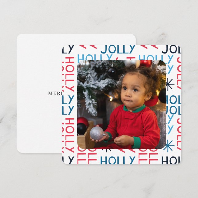 Merry Christmas Holly Jolly Personalized Holiday Card (Front/Back)