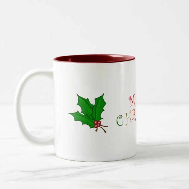 Merry Christmas Holly Mug (Left)