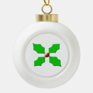 Merry Christmas Holly Ornament