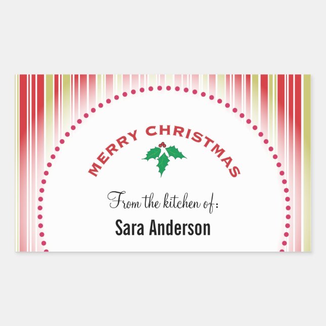 Merry Christmas Holly, Personalized Baking Rectangular Sticker (Front)