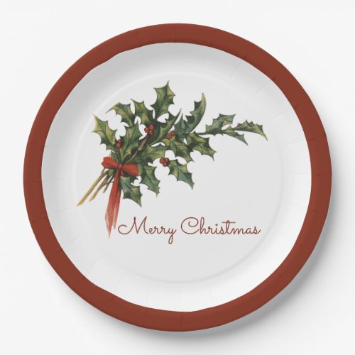 Merry Christmas Holly  Plates