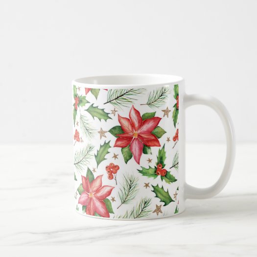 Merry Christmas Holly Poinsettia Flower Holiday