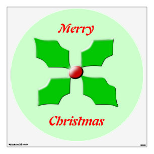 Merry Christmas Holly Wall Decal