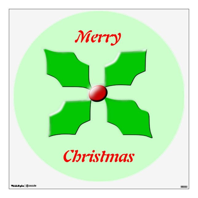 Merry Christmas Holly Wall Decal (Front)