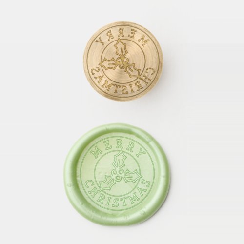Merry Christmas Holly Wax Seal Stamp