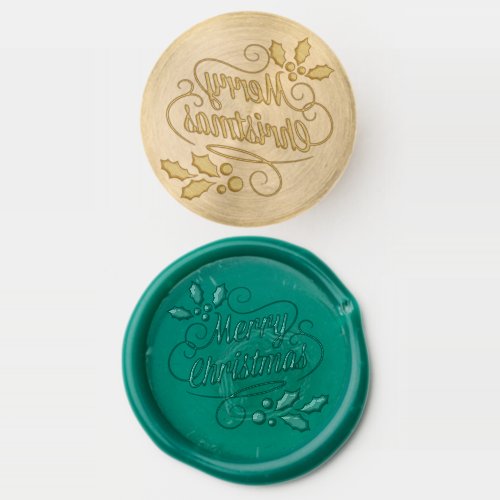 Merry Christmas Holly Winter Invitation Wax Seal Stamp
