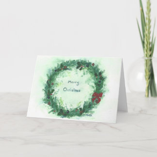 "Merry Christmas" Holly Wreath card